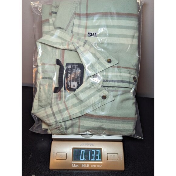 Carhartt Shirt Size 3XL Loose Fit Mens Button Down Short Sleeve Plaid Work Wear - Picture 13 of 13